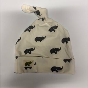 Cream Elephant Patterned Baby Hat